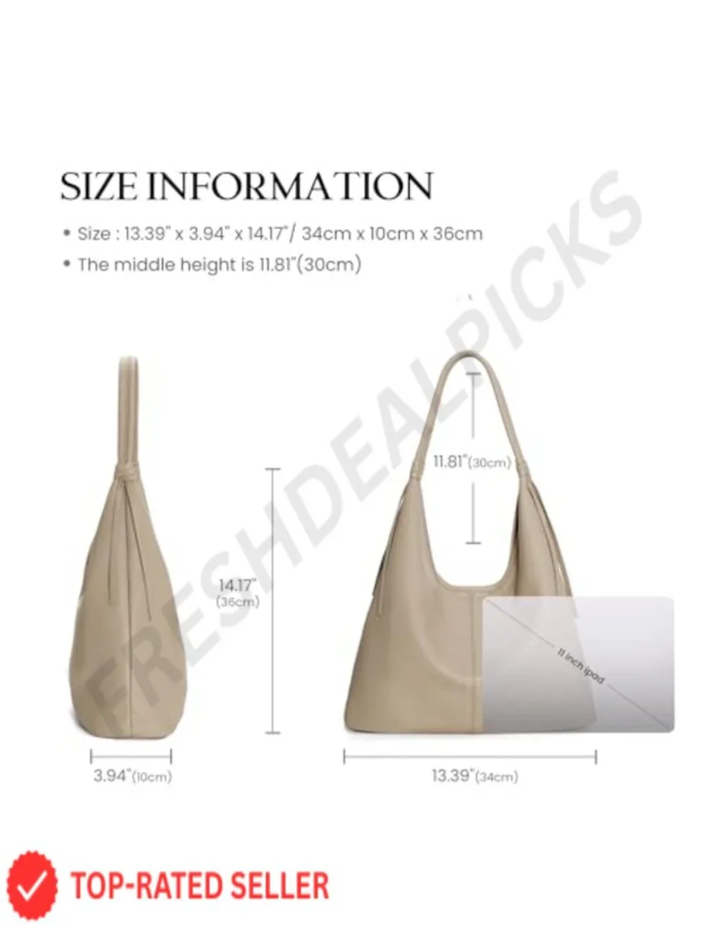 Genuine Leather Slouchy Hobo Bag with Tassel Magnetic Closure